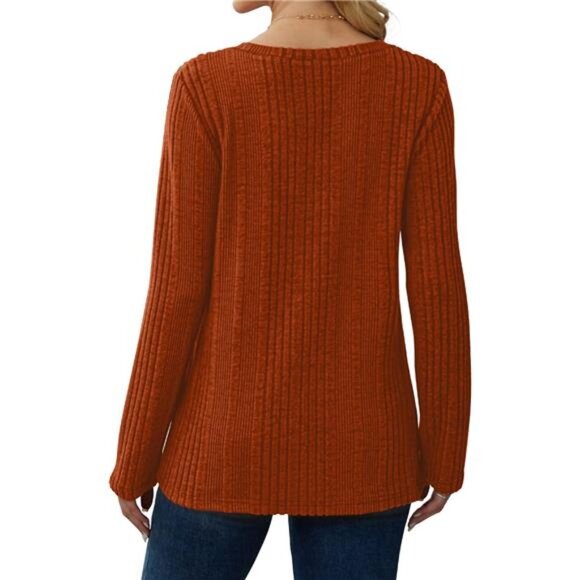 Women's Long Sleeve V-Neck Tops – Lightweight Fashion Tunic Sweaters - Picture 3 of 6